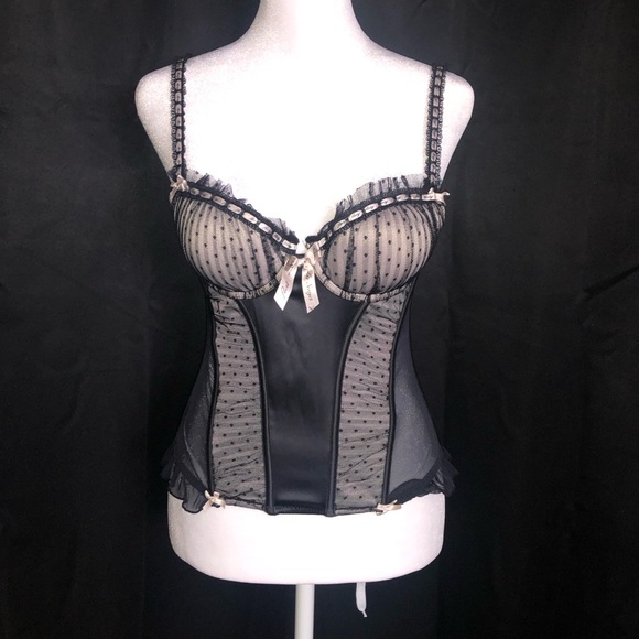 La SENZA Other - La SENZA Black Sheer Corset with Polka Dot Design
